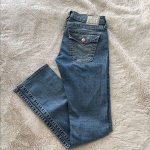 vintage rhinestone low rise true religion jeans